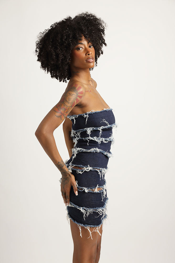 Indigogo Fringe Bandage Dress