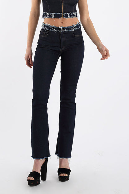 Rae Mid Rise Fringe Jeans