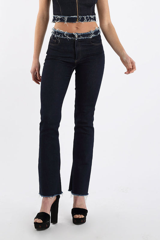 Rae Mid Rise Fringe Jeans