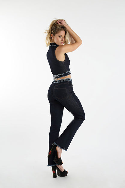 Rae Mid Rise Fringe Jeans