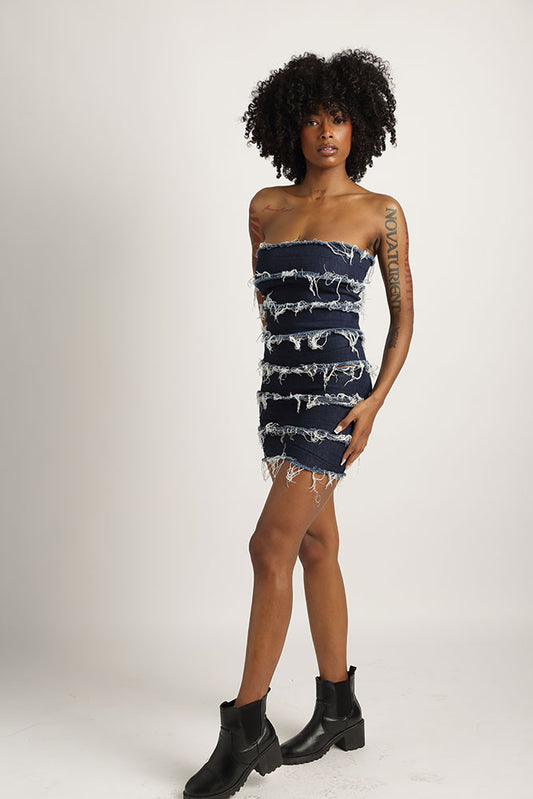 Indigogo Fringe Bandage Dress
